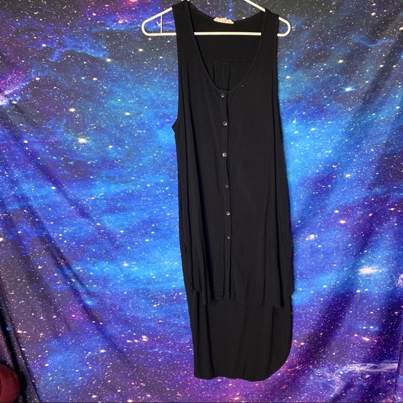 Painted Threads- Black Button Up High Low Top L - Picture 1 of 9